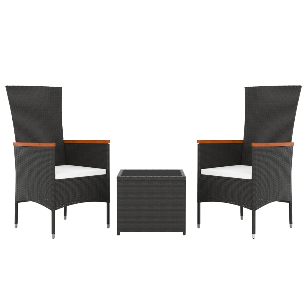 Vidaxl 3-delige loungeset poly rattan en staal zwart
