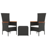 Vidaxl 3-delige loungeset poly rattan en staal zwart