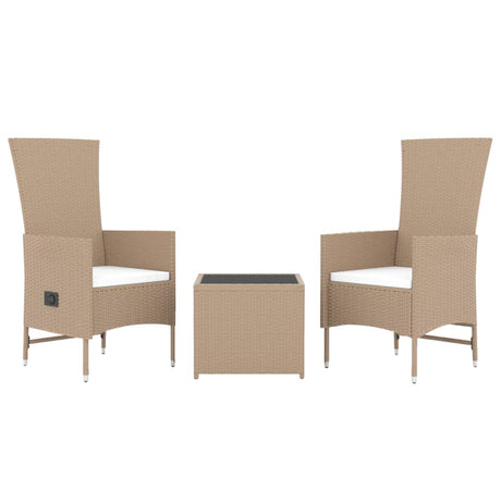 Vidaxl 3-delige loungeset poly rattan en staal beige
