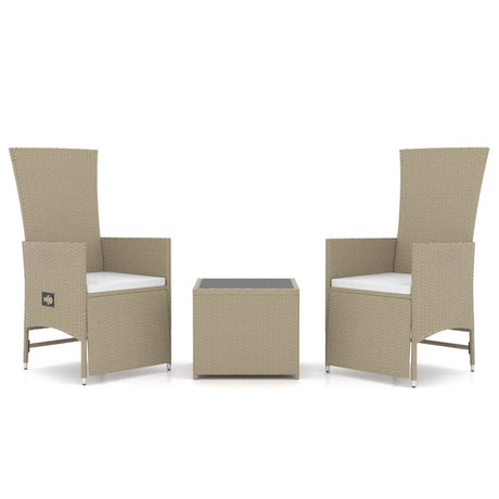 Vidaxl 3-delige loungeset poly rattan en staal beige