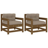 Vidaxl tuinstoelen 2 st met kussens massief grenenhout honingbruin