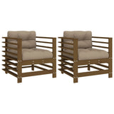 Vidaxl tuinstoelen 2 st met kussens massief grenenhout honingbruin