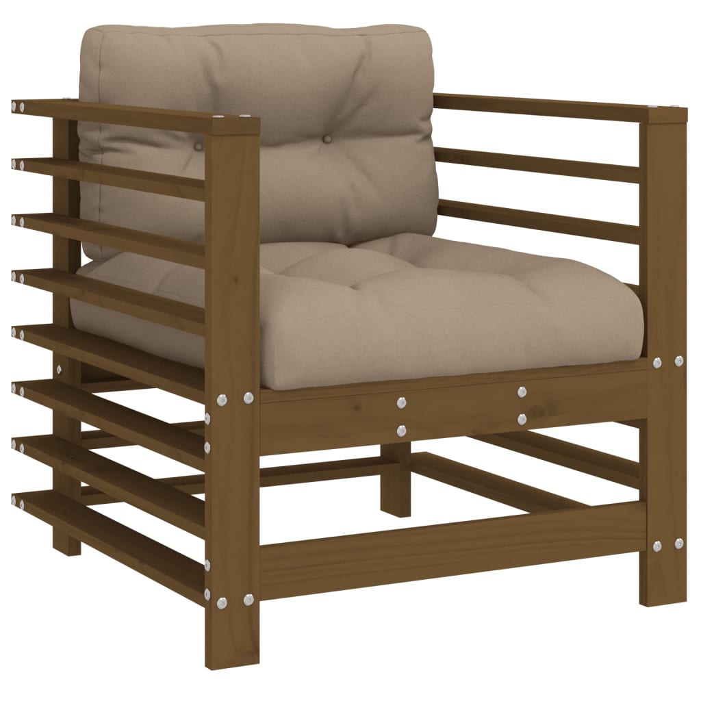 Vidaxl tuinstoelen 2 st met kussens massief grenenhout honingbruin