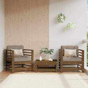 Vidaxl tuinstoelen 2 st met kussens massief grenenhout honingbruin