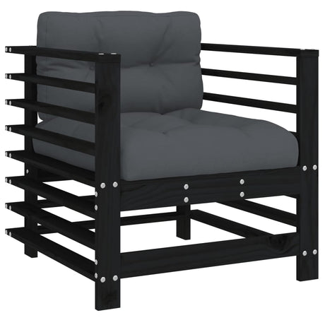 Vidaxl tuinstoelen 2 st met kussens massief grenenhout zwart
