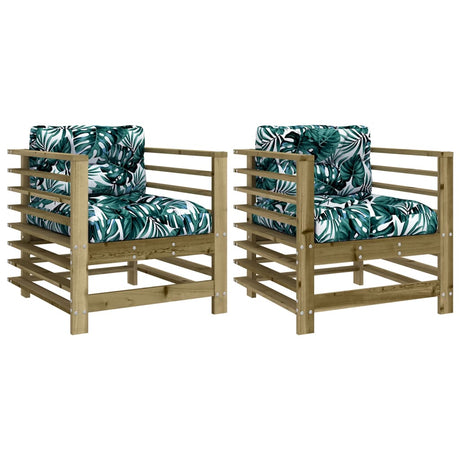 Vidaxl tuinstoelen 2 st met kussens geïmpregneerd grenenhout