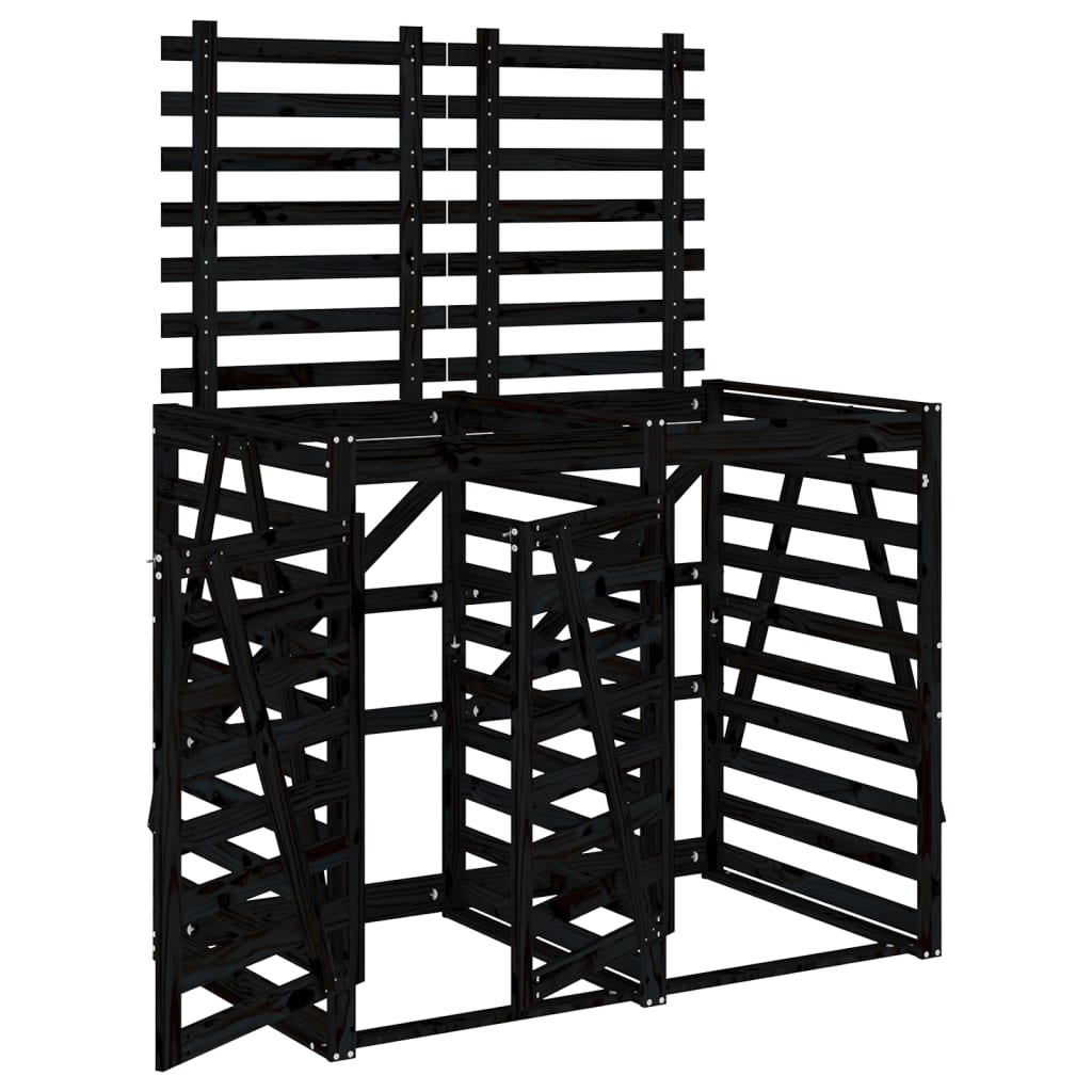 VidaXL Container-Aufbewahrung doppelt aus massivem Kiefernholz schwarz