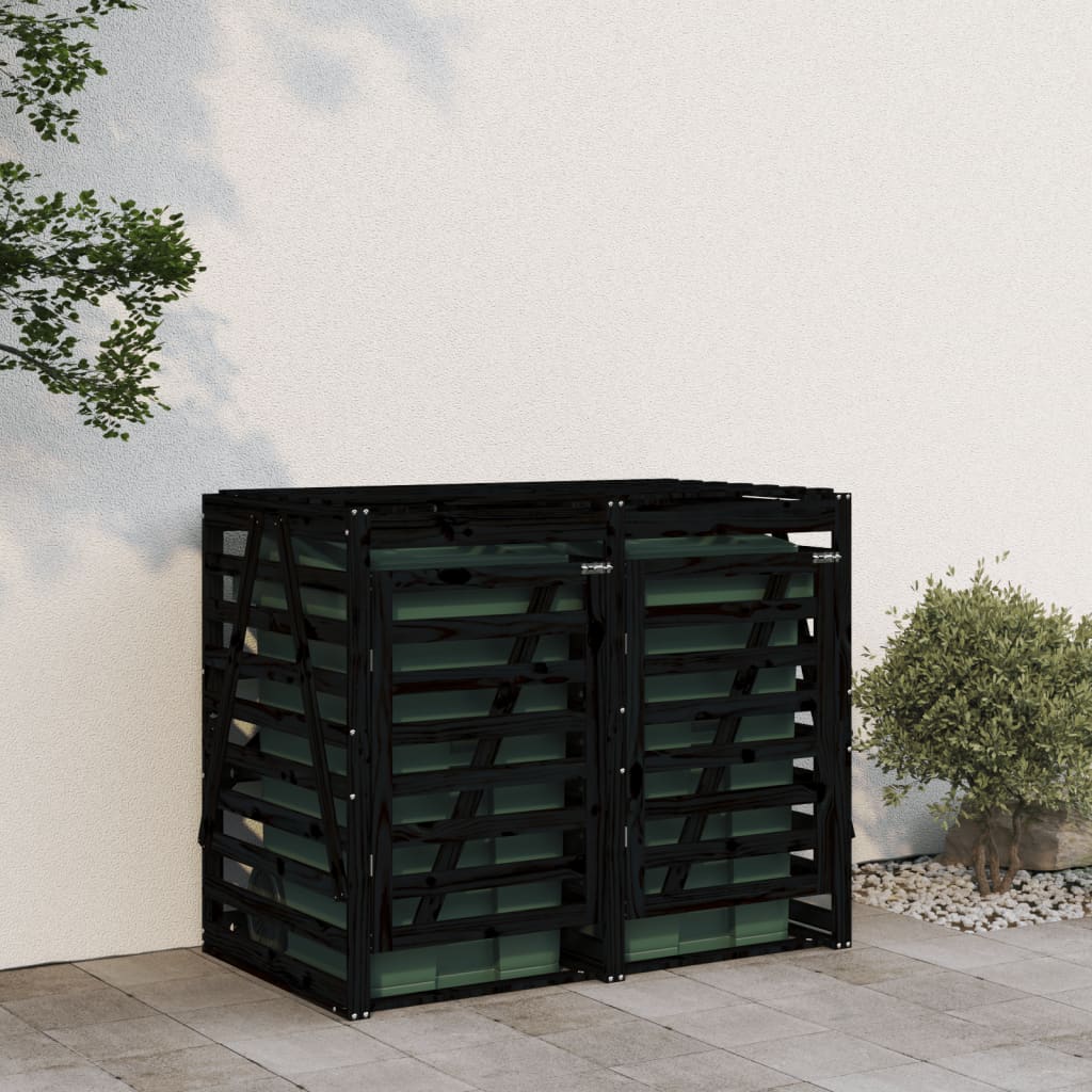 VidaXL Container-Aufbewahrung doppelt aus massivem Kiefernholz schwarz