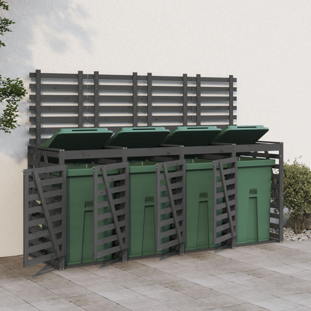 VidaXL Containeraufbewahrung vierfach aus massivem Kiefernholz grau