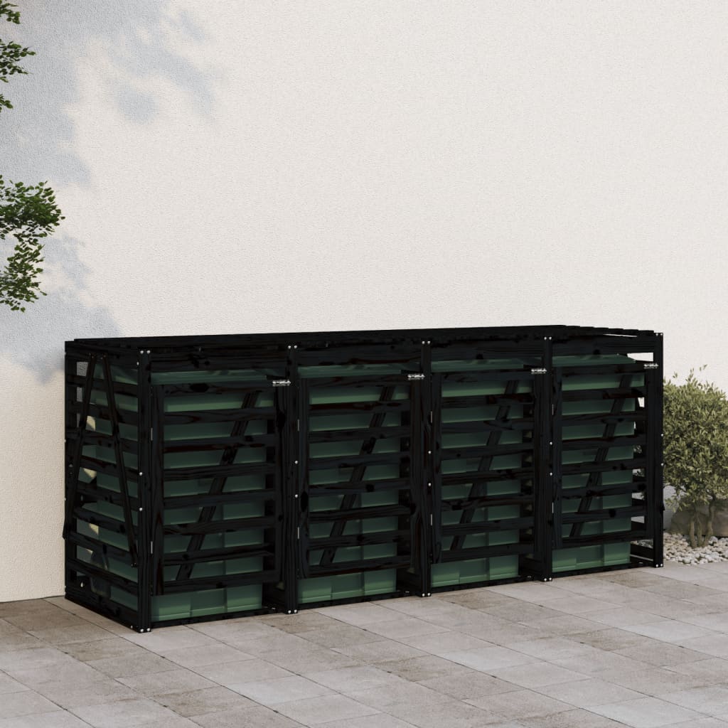 VidaXL Containeraufbewahrung vierfach aus massivem Kiefernholz schwarz