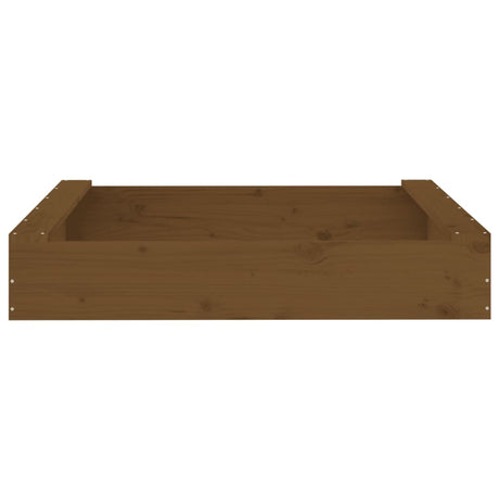 VidaXL Sandkasten mit Sitzbänken, quadratisch, massives Kiefernholz, honigbraun