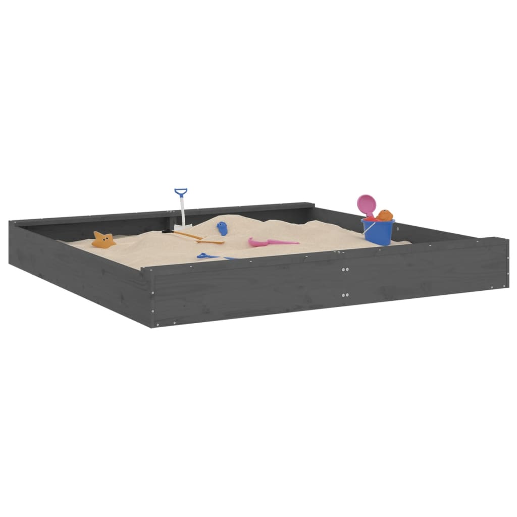 Vidaxx Sandkasten mit Sitzbänken quadratisch aus massivem Kiefernholz grau