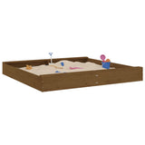 VidaXL Sandkasten mit Sitzbänken, quadratisch, massives Kiefernholz, honigbraun