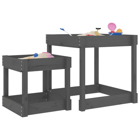 VidaXL Sandtische 2 Stk. massives Kiefernholz grau