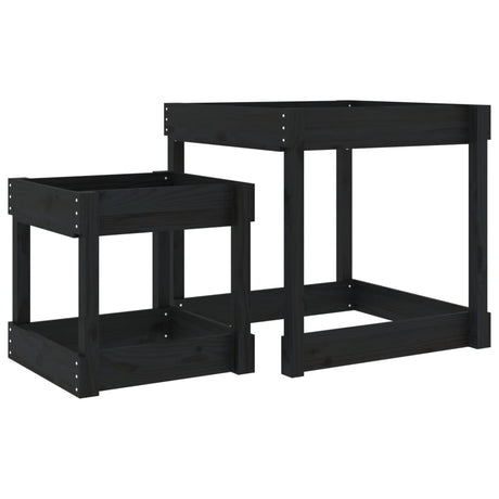 VidaXL Sandtische 2 Stk. massives Kiefernholz schwarz
