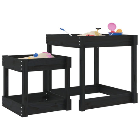 VidaXL Sandtische 2 Stk. massives Kiefernholz schwarz