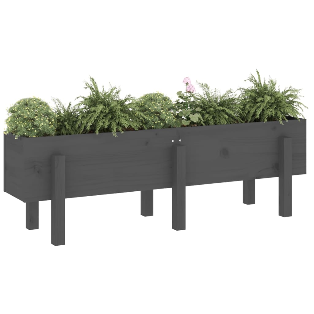 Vidaxx Pflanzgefäß erhöht 121x30x38 cm massives Kiefernholz grau