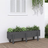 Vidaxx Pflanzgefäß erhöht 121x30x38 cm massives Kiefernholz grau