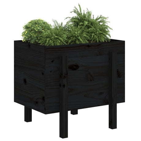 Vidaxx Pflanzgefäß 62x50x57 cm massives Kiefernholz schwarz