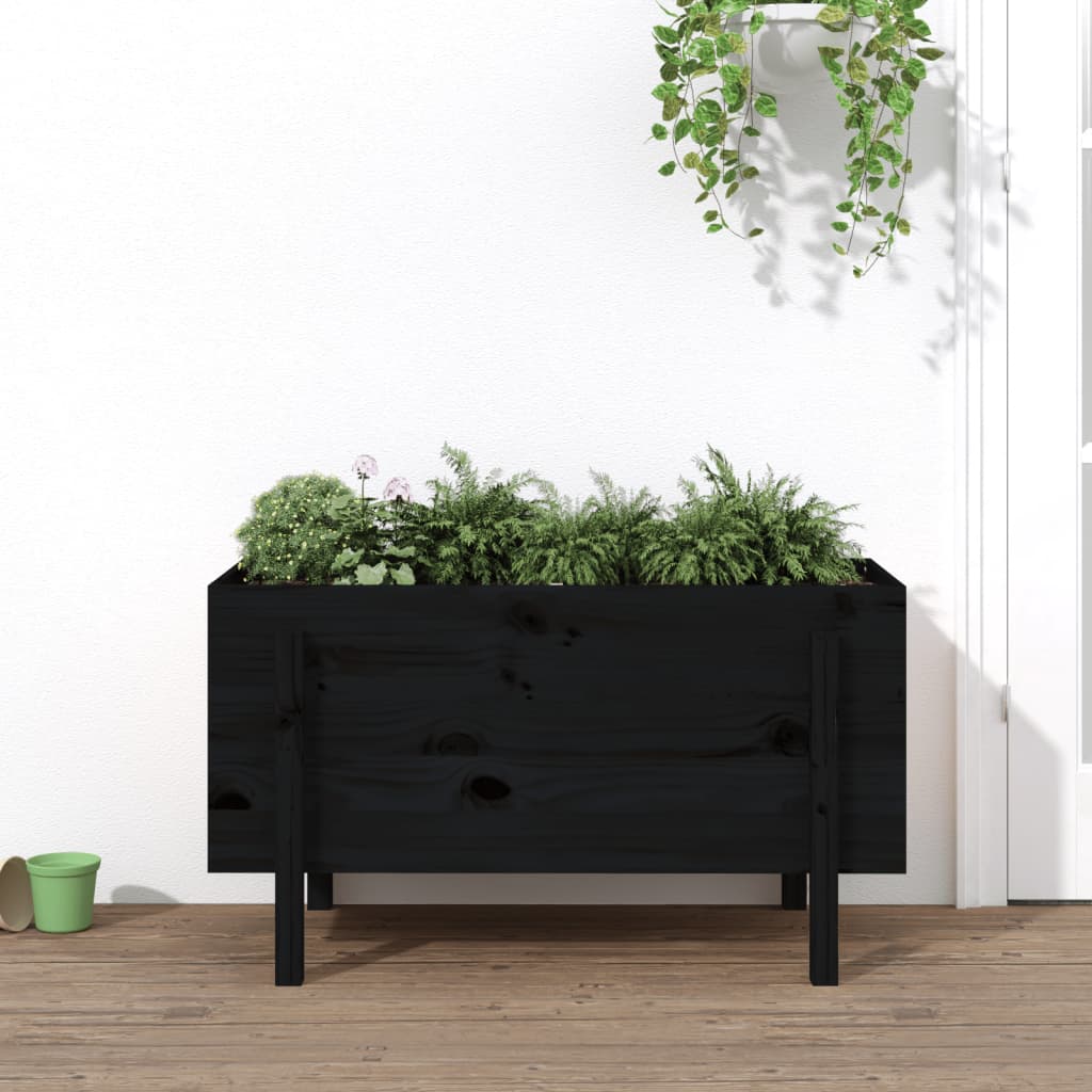 Vidaxx Pflanzgefäß erhöht 101x50x57 cm massives Kiefernholz schwarz