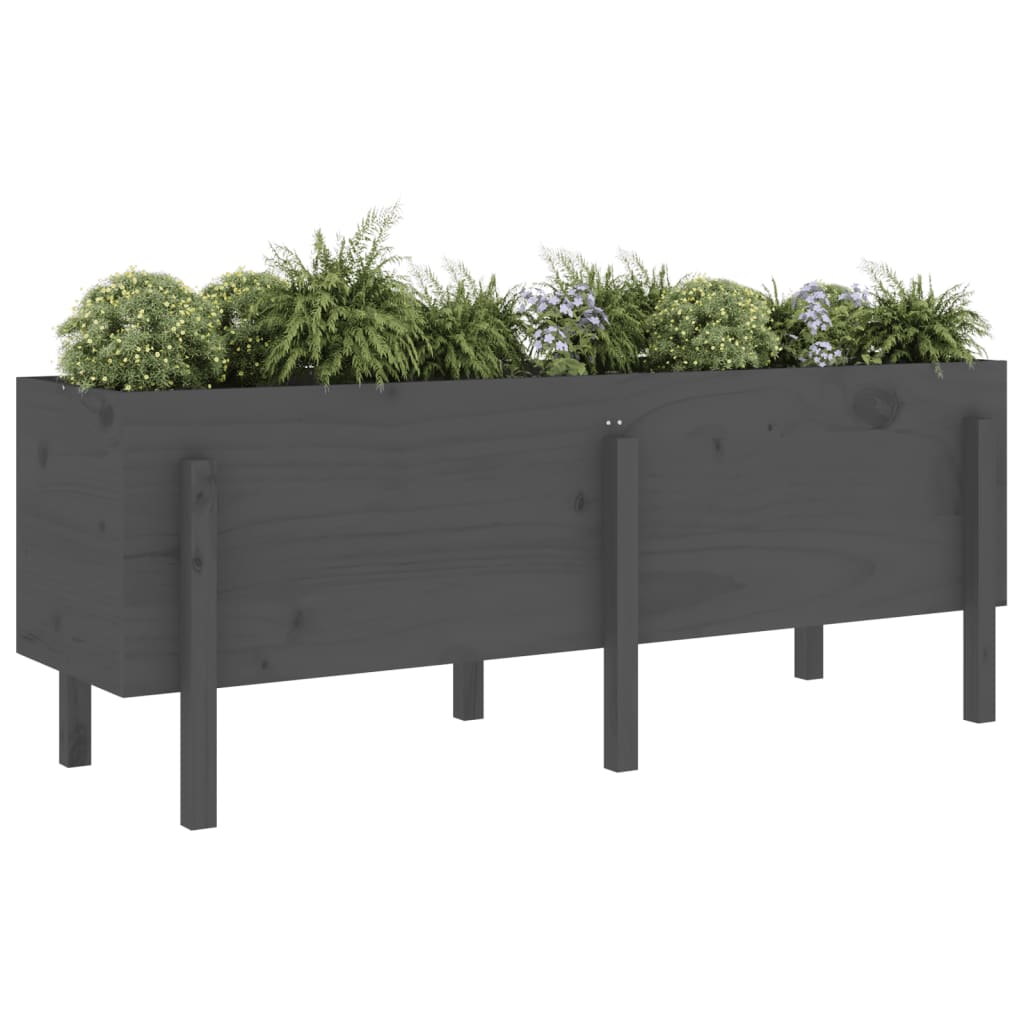 Vidaxx Pflanzgefäß erhöht 160x50x57 cm massives Kiefernholz grau