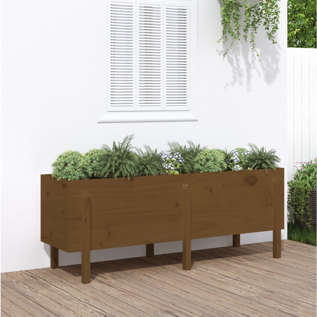 Vidaxx Pflanzgefäß erhöht 160x50x57 cm massives Kiefernholz honigbraun