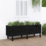Vidaxx Pflanzgefäß erhöht 160x50x57 cm massives Kiefernholz schwarz
