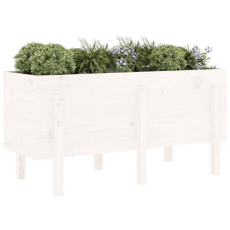 Vidaxx Pflanzkübel erhöht 121x50x57 cm massives Kiefernholz weiß