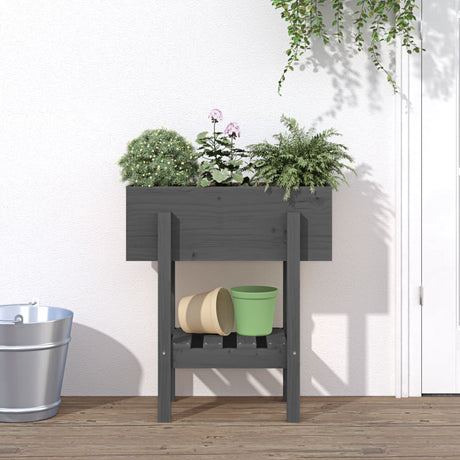 Vidaxx Pflanzgefäß 62x30x69 cm massives Kiefernholz grau