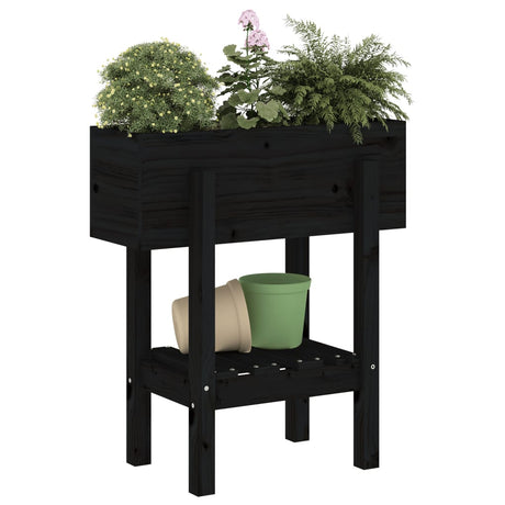 Vidaxx Pflanzgefäß 62x30x69 cm massives Kiefernholz schwarz