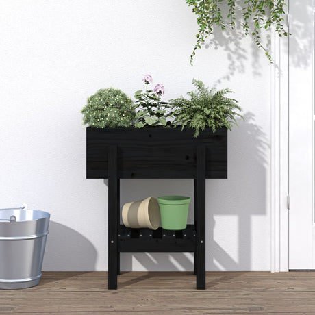 Vidaxx Pflanzgefäß 62x30x69 cm massives Kiefernholz schwarz