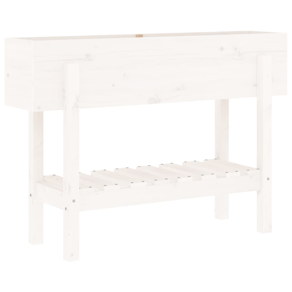 Vidaxx Pflanzkübel erhöht 101x30x69 cm massives Kiefernholz weiß
