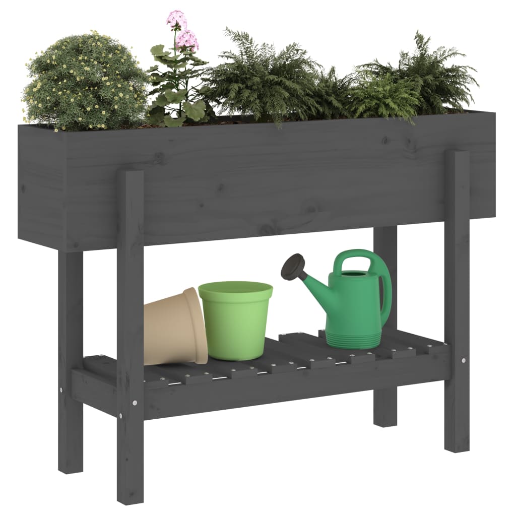 Vidaxx Pflanzgefäß erhöht 101x30x69 cm massives Kiefernholz grau