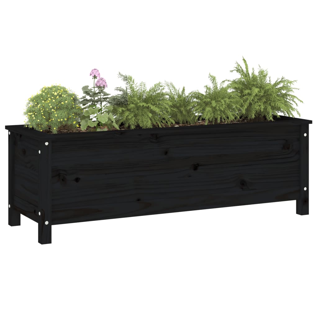 Vidaxx Pflanzgefäß erhöht 119,5x40x39 cm massives Kiefernholz schwarz