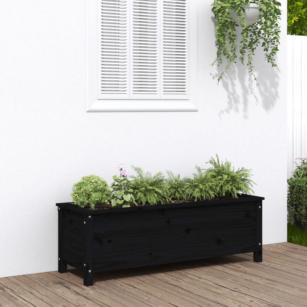 Vidaxx Pflanzgefäß erhöht 119,5x40x39 cm massives Kiefernholz schwarz