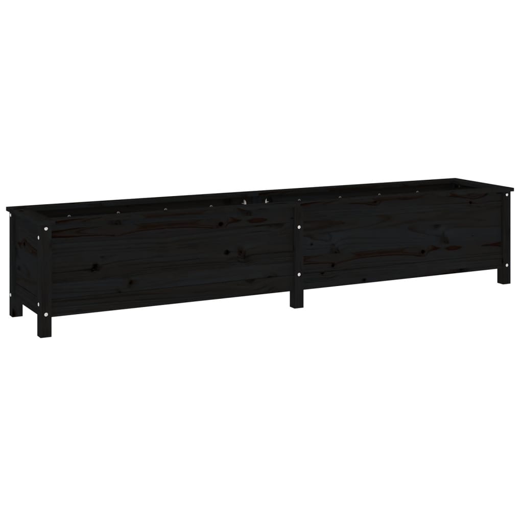 VidaXL Pflanzgefäß erhöht 199,5x40x39 cm massives Kiefernholz schwarz