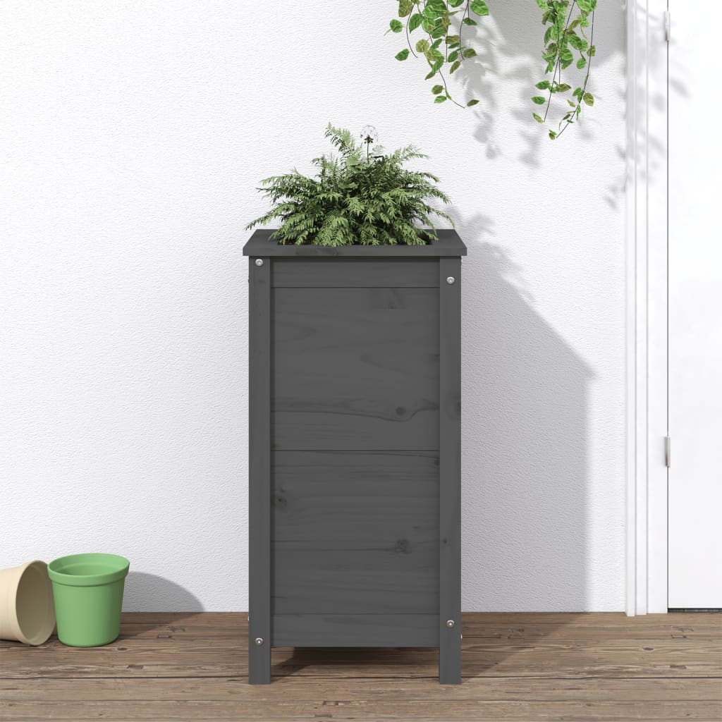 Vidaxx Pflanzgefäß 40x40x78 cm massives Kiefernholz grau