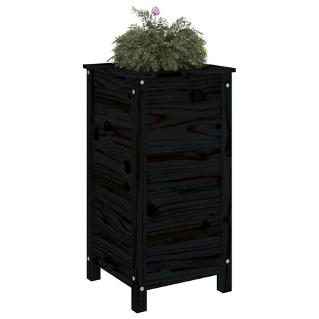 Vidaxx Pflanzgefäß 40x40x78 cm massives Kiefernholz schwarz