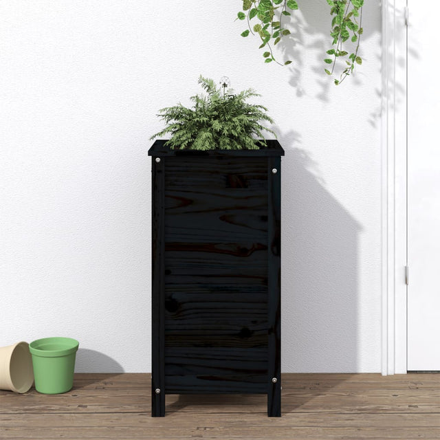 Vidaxx Pflanzgefäß 40x40x78 cm massives Kiefernholz schwarz