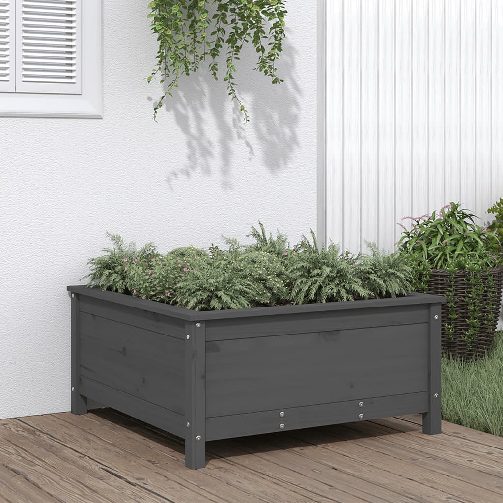 Vidaxx Pflanzgefäß 82,5x82,5x39 cm massives Kiefernholz grau