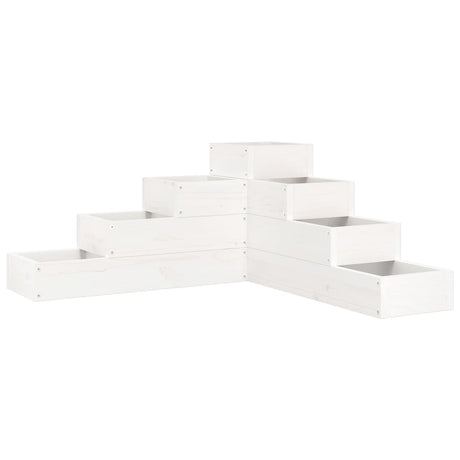 VidaXL Pflanzgefäß 4-lagig 80,5x79x36 cm massives Kiefernholz weiß