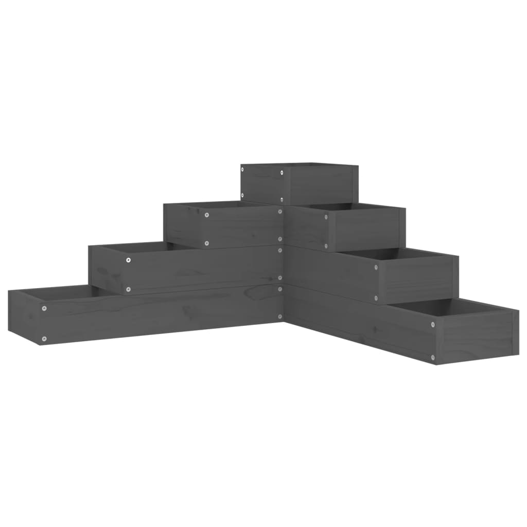 VidaXL Pflanzgefäß 4-lagig 80,5x79x36 cm massives Kiefernholz grau