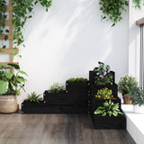VidaXL Pflanzgefäß 4-stöckig 80,5x79x36 cm massives Kiefernholz schwarz