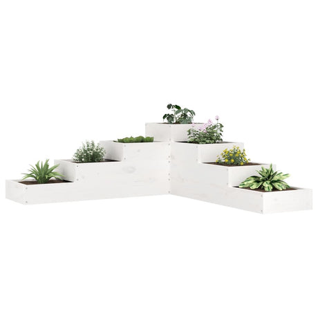 Vidaxl plantenbak 4-laags 106x104,5x36 cm massief grenenhout wit