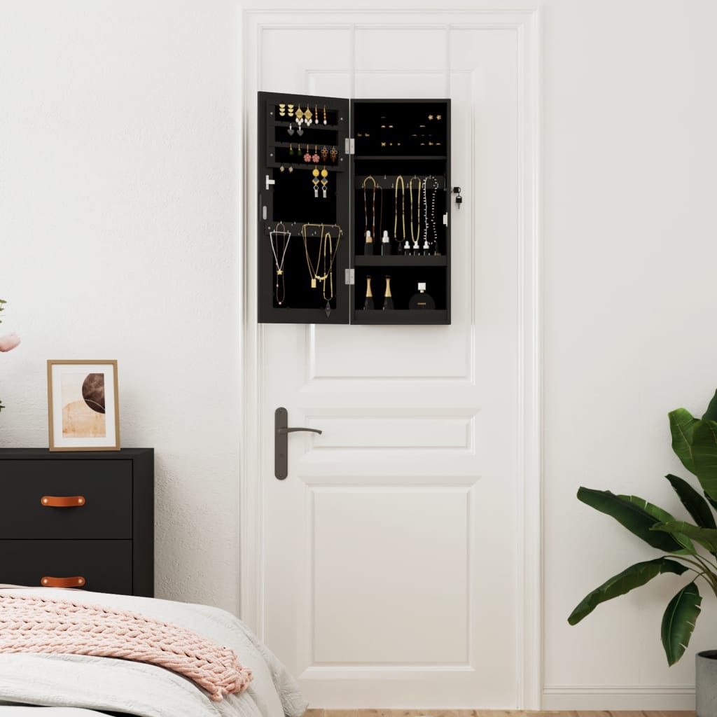 Vidaxx Schmuckschrank mit Spiegel zur Wandmontage 30x8,5x67 cm schwarz