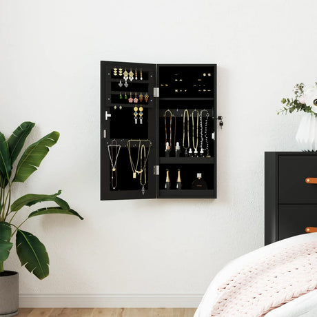 Vidaxx Schmuckschrank mit Spiegel zur Wandmontage 30x8,5x67 cm schwarz