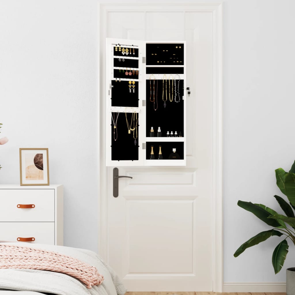 Vidaxx Schmuckschrank mit Spiegel zur Wandmontage 30x8,5x90 cm weiß