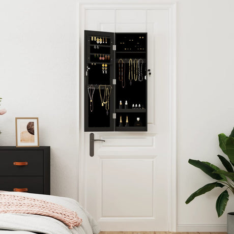 Vidaxx Schmuckschrank mit Spiegel zur Wandmontage 30x8,5x90 cm schwarz