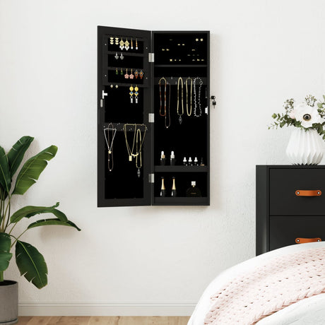 Vidaxx Schmuckschrank mit Spiegel zur Wandmontage 30x8,5x90 cm schwarz