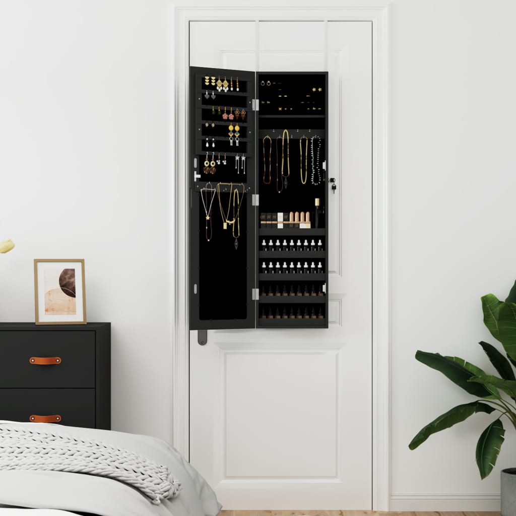 Vidaxx Schmuckschrank mit Spiegel zur Wandmontage 30x8,5x106 cm schwarz